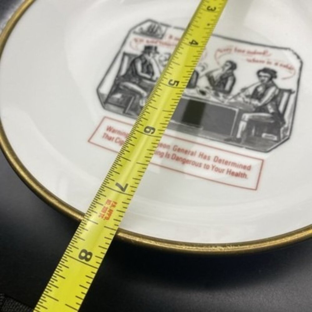 Vtg Horchow Collection Japanese Porcelain Brass Plate Bowl Smoking Scene 7.5" - Picture 7 of 8